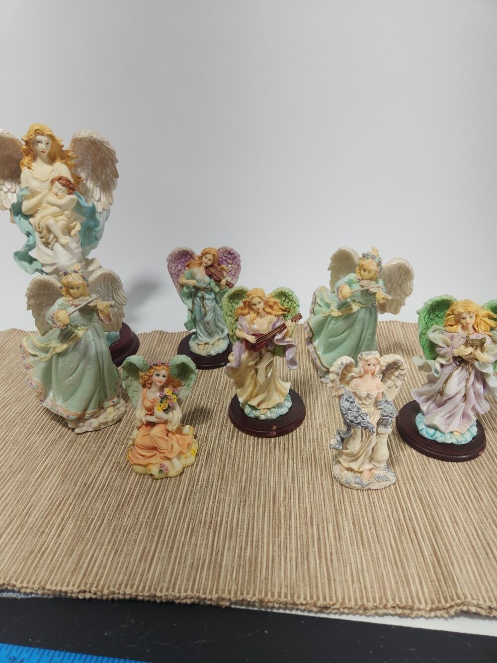 Lot 8 Angel Figurines La Verona Guardian Angels Musical Instruments Resin Vintag